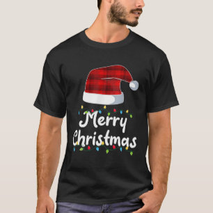 Camiseta Feliz Natal Luzes Vermelhas Bonitas Xadrez Vermelh
