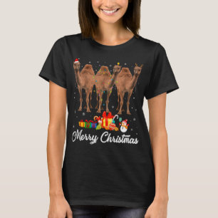 Camiseta Feliz Natal Luzes Xmas Pajama Camel