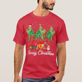 Camiseta Feliz Natal Luzes Xmas Pajama Chameleon Anima