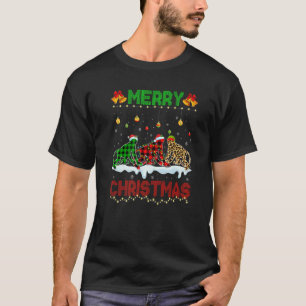 Camiseta Feliz Natal Macaco Gato Xmas Leopardo Xadrez San