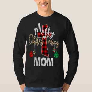Camiseta Feliz Natal Mãe Deus Cruz Xadrez Vermelha Cristã