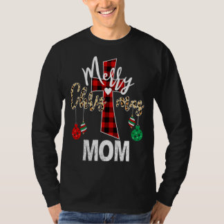 Camiseta Feliz Natal Mãe Deus Cruz Xadrez Vermelha Cristã
