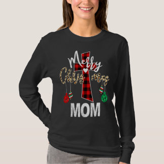Camiseta Feliz Natal Mãe Deus Cruz Xadrez Vermelha Cristã