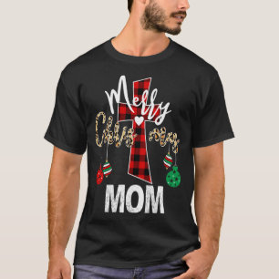 Camiseta Feliz Natal Mãe Deus Cruz Xadrez Vermelha Cristã