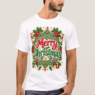 Camiseta Feliz Natal Mandala Ornamentada