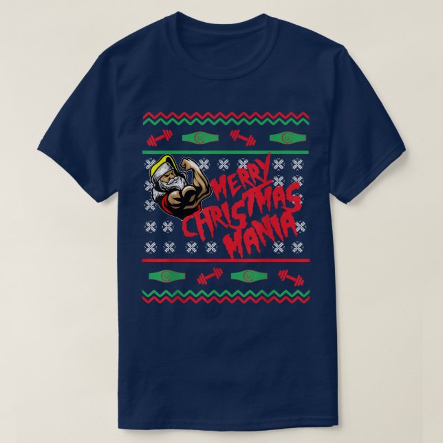 Camiseta Feliz Natal Mania Pro Luta Ugly Xmas Swea (Frente do Design)
