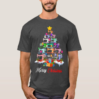 Camiseta Feliz Natal Máquinas de Costurar Xmas Luzes de Árv