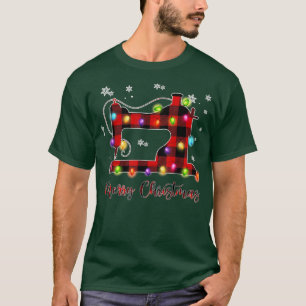 Camiseta Feliz Natal Máquinas de Costurar Xmas Vermelho de