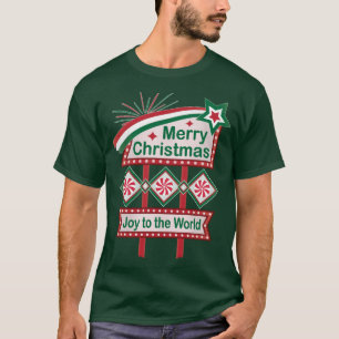Camiseta Feliz Natal - Marquee Retro - Alegria ao Mundo