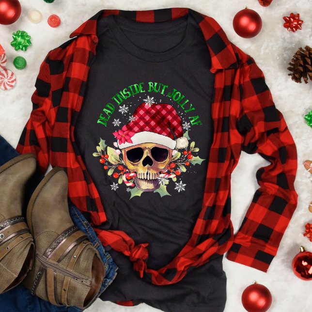 Camiseta Feliz Natal Mas Jolly Af Skull (Criador carregado)