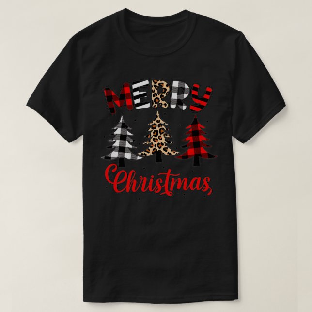 Camiseta Feliz Natal Matriz Familiar de Xadrezes Leopardo B (Frente do Design)