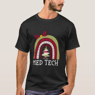 Camiseta Feliz Natal Med Tech Rainbow Cute Technician X