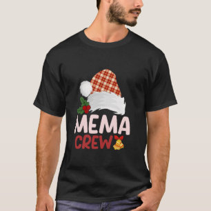 Camiseta Feliz Natal Mema Crew Santa Hat Xadrez Buffalo