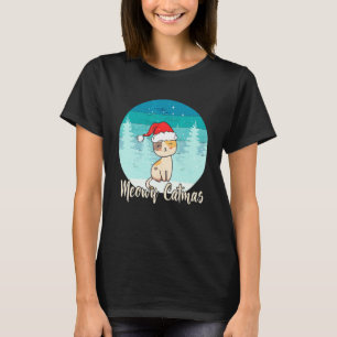Camiseta Feliz Natal Meowy Gato para Gatas e Gatos