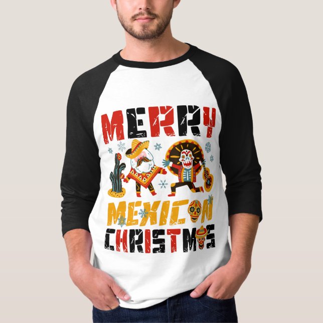 Camiseta Feliz Natal Mexicano Novo México Papais noeis pija (Frente)