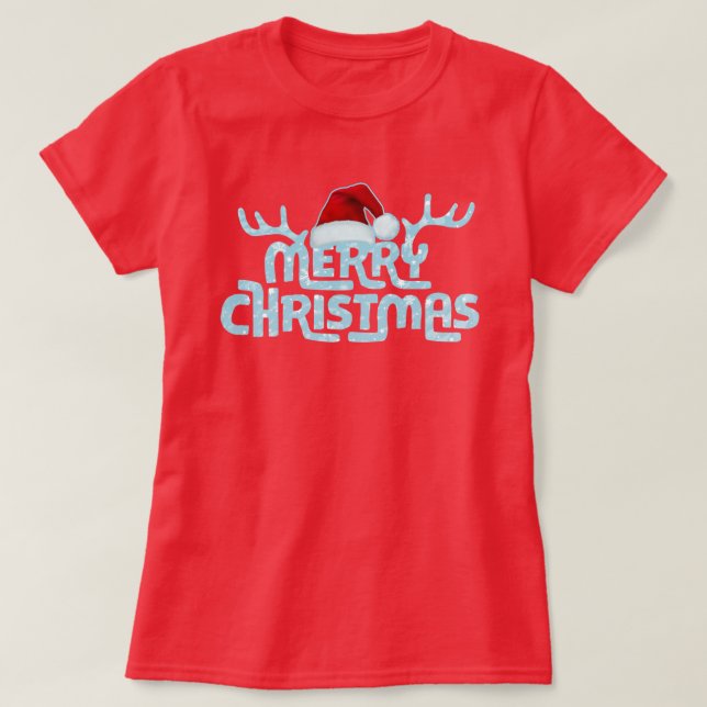Camiseta Feliz Natal Moderno Trendy Família Correspondente  (Frente do Design)