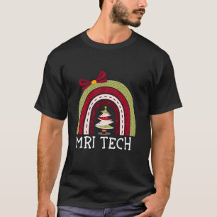 Camiseta Feliz Natal MRI Tech Rainbow Cute Technician X