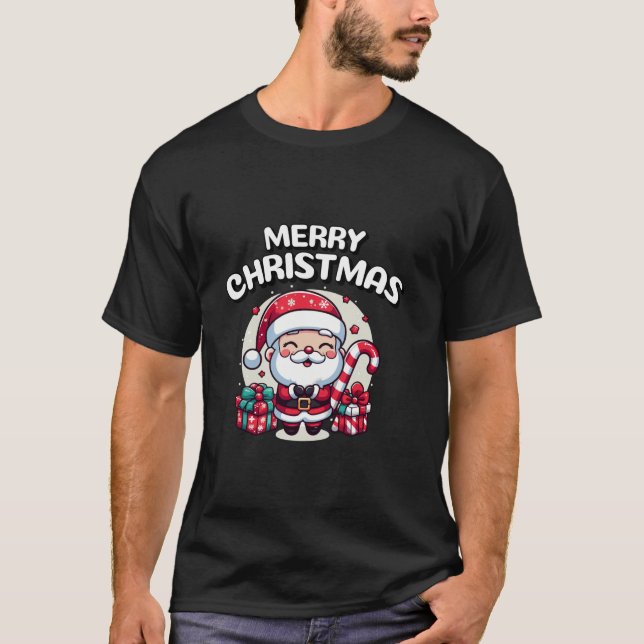 Camiseta Feliz Natal Mulheres Homens Crianças Papais noeis  (Frente)
