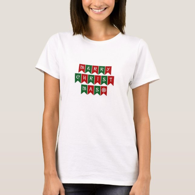 Camiseta Feliz Natal, mulheres T.Shirt (Frente)