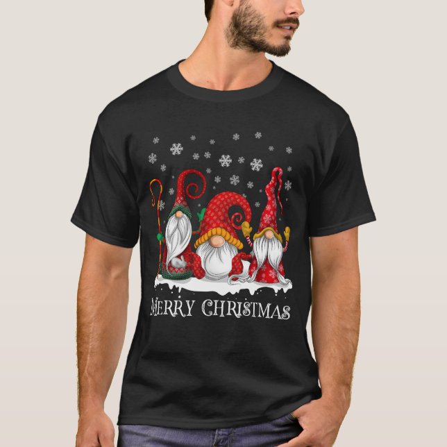 Camiseta Feliz Natal - Natal da Família dos Gnomos (Frente)