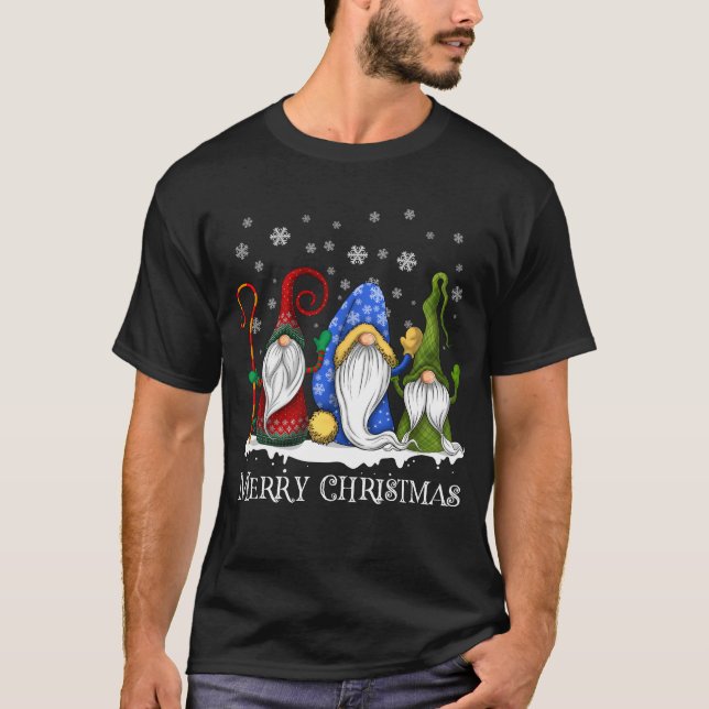 Camiseta Feliz Natal - Natal da Família dos Gnomos (Frente)