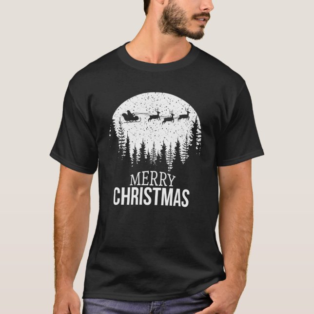 Camiseta Feliz Natal Neve Para Homens Camiseiros (Frente)