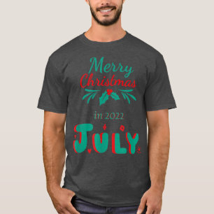 Camiseta feliz natal no chris de julho para mulheres, homen
