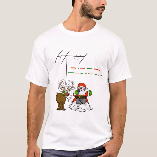 Camiseta Feliz Natal no Tshirt do código Morse - papai noel (Frente)