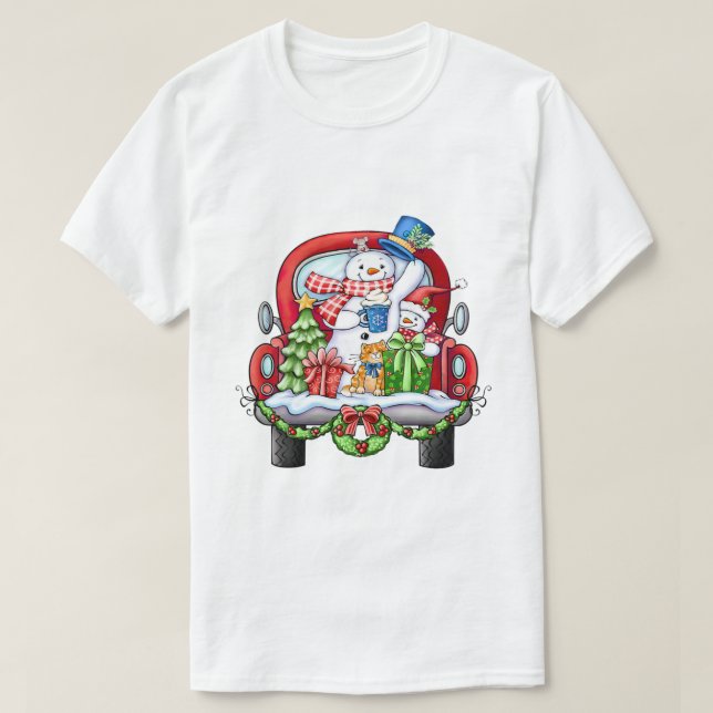 Camiseta Feliz Natal Noel Papais noeis Snowman T-Shirt (Frente do Design)