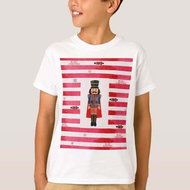 Camiseta Feliz Natal Nutcracker Nome Kids T-Shirt (Frente)