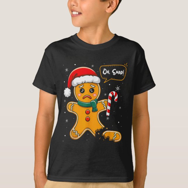 Camiseta Feliz Natal Oh Pão de Gengibre Homem Cookie X M (Frente)