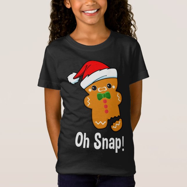 Camiseta Feliz Natal Oh Snap! Baking Gingerbird Man (Frente)