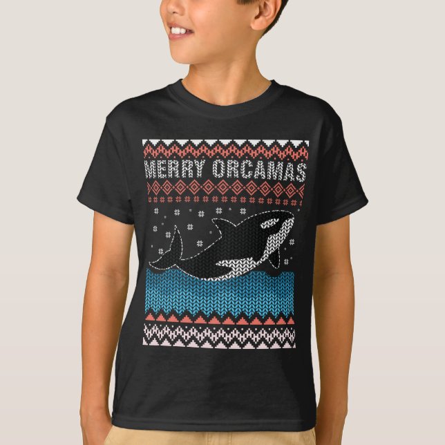 Camiseta Feliz Natal. Orca - Baleia Assassada Fúria Natal (Frente)