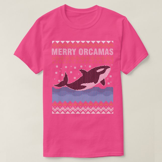 Camiseta Feliz Natal Orca Baleia Feia Natal como Menino (Frente do Design)