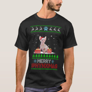 Camiseta Feliz Natal Ornament Sphynx Papais noeis de Natal