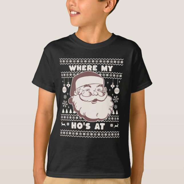 Camiseta Feliz Natal Pai Natal Claus Ho Ho Sueco Feio (Frente)