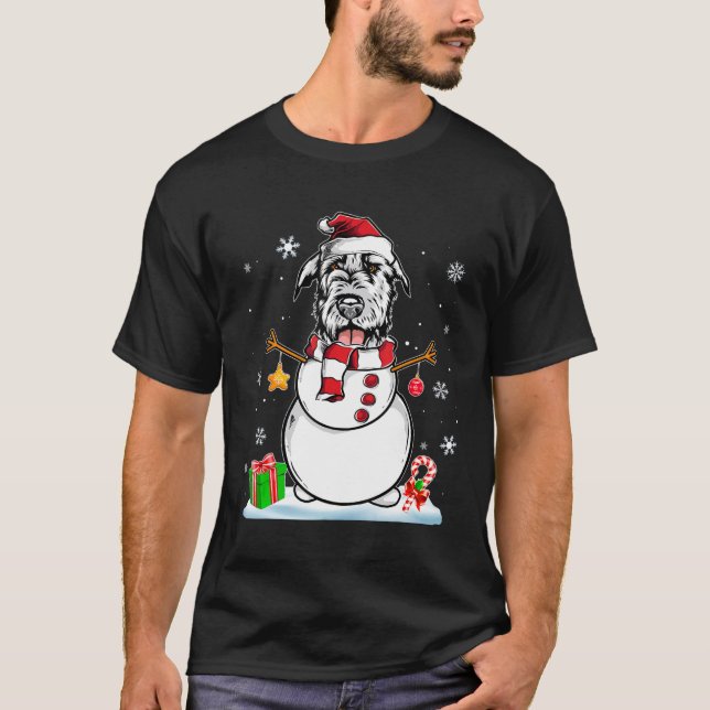 Camiseta Feliz Natal Pajama Irish Wolfhound Dog Papais noei (Frente)