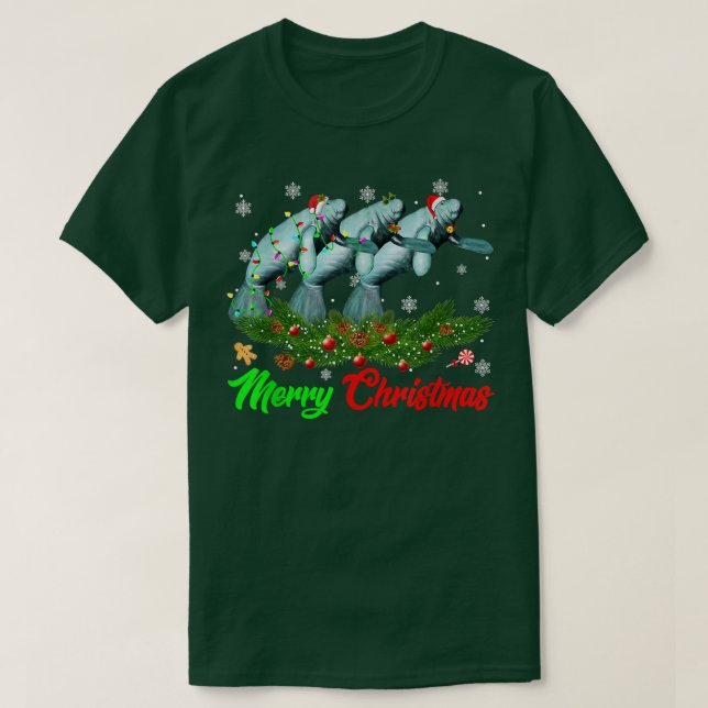 Camiseta Feliz Natal Pajama Manatee Papais noeis de Ódio Xm (Frente do Design)
