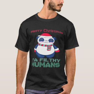 Camiseta Feliz Natal Panda Bear Face Máscara Papais noeis