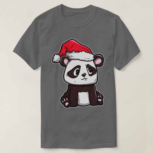 Camiseta Feliz Natal Panda Bear Santas Hat Panda (Frente do Design)