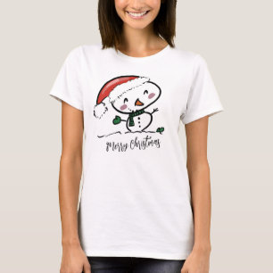 Camiseta Feliz Natal Papai Noel Boneco de Neve