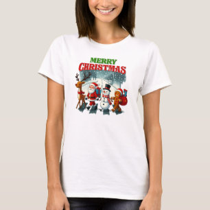 Camiseta Feliz Natal Papai Noel, Boneco de Neve, Gingers Na