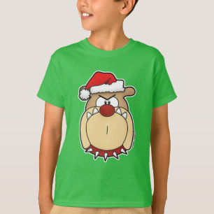 Camiseta Feliz Natal Papai Noel Bulldog Gráficos Screwball