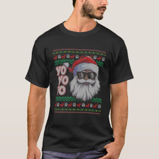 Camiseta Feliz Natal Papai Noel Feliz Negro Africano