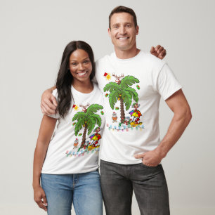 Camiseta Feliz Natal Papai Noel Festa na Praia