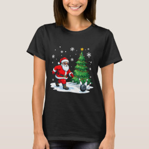 Camiseta Feliz Natal Papai Noel Jogando Boliche Amantes Srt