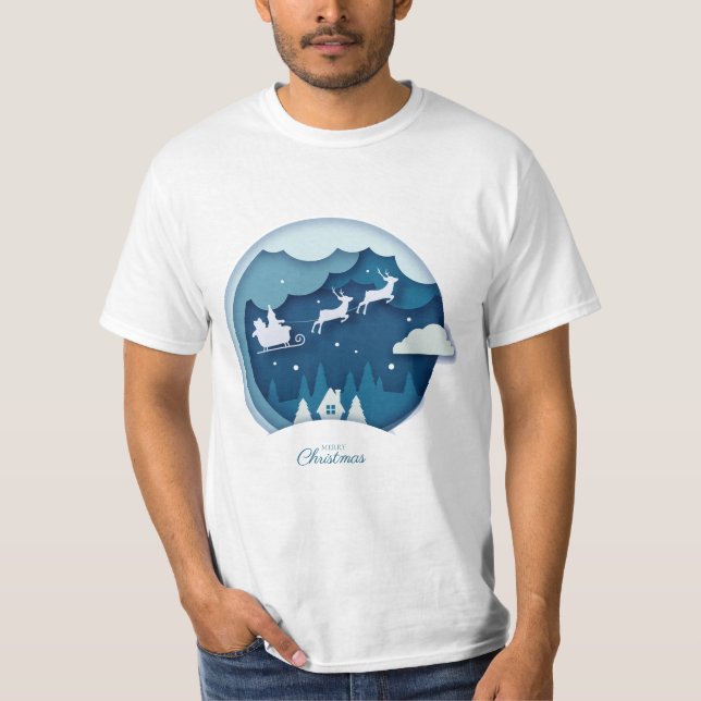 Camiseta Feliz Natal - Papais noeis com T-Shirt a cair na n (Frente)