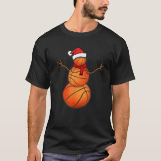 Camiseta Feliz Natal Papais noeis de basquete Snowman T S