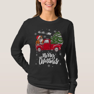 Camiseta Feliz Natal Papais noeis de Bulldog Inglês Red Tru