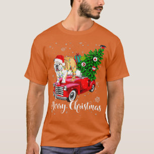 Camiseta Feliz Natal Papais noeis de Bulldog Inglês Red Tru